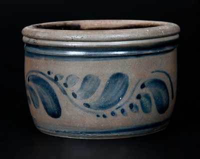 Fine Small-Sized Stoneware Bowl w/ Freehand Cobalt Decoration, Western PA origin, circa 1875