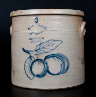 Unusual W. A. MACQUOID & CO. / NEW YORK Stoneware Crock w/ Peaches Decoration