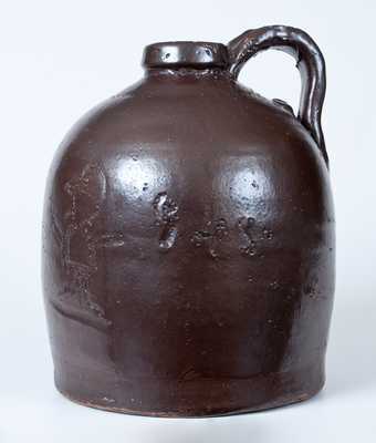 George Suttles, La Verna, TX Stoneware Jug with Incised Man and Initials