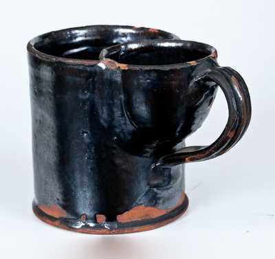 Very Rare Kingwood, Virginia (now West Virginia) 1850 Redware Shaving Mug