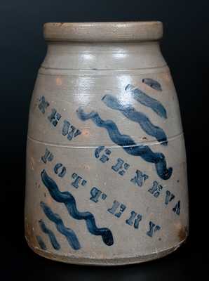 NEW GENEVA POTTERY Stoneware Canning Jar with Stripe Decoration