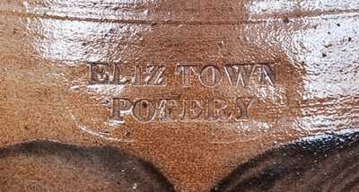 Rare Stoneware Jar Marked Twice ELIZ-TOWN POTERY
