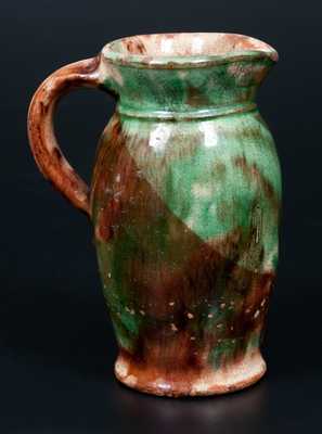 Multi-Glazed Redware Cream Pitcher, Strasburg, VA, circa 1890