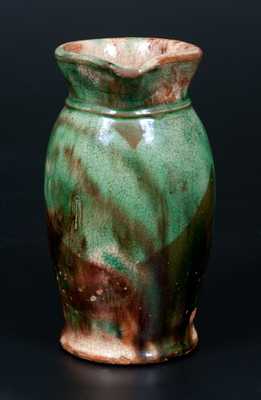 Multi-Glazed Redware Cream Pitcher, Strasburg, VA, circa 1890