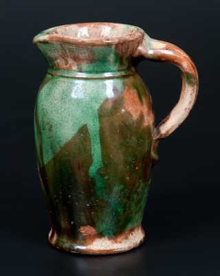 Multi-Glazed Redware Cream Pitcher, Strasburg, VA, circa 1890