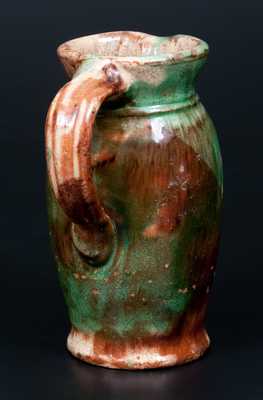 Multi-Glazed Redware Cream Pitcher, Strasburg, VA, circa 1890