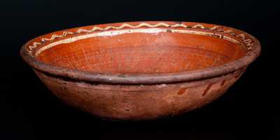 Redware Bowl with Yellow Slip-Decorated Interior, possibly Hagerstown