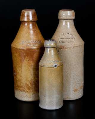 Lot of Three: Stoneware Bottles Impressed G. S. TWITCHELL, F. McKINNEY / MEAD, POMROY & HALL