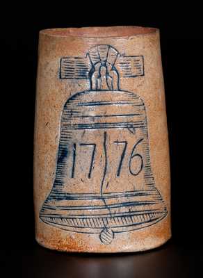 Very Rare Stoneware Mug w/ Liberty Bell Decoration, Aaron Radley, Philadelphia, circa 1876