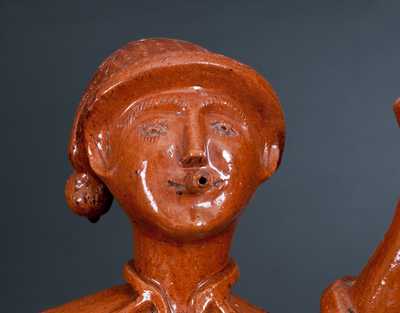 Very Rare Extremely Large Detailed Redware Figure of a Man