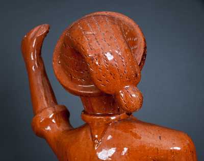 Very Rare Extremely Large Detailed Redware Figure of a Man
