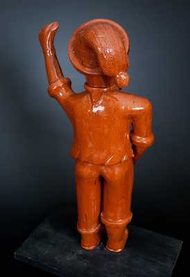 Very Rare Extremely Large Detailed Redware Figure of a Man