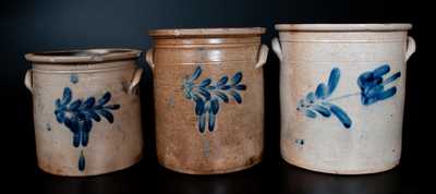 Lot of Three: Graduated 2, 3, and 4 Gal. Pfaltzgraff Stoneware Crocks incl. Signed THE P. S. CO. / YORK, PA Example
