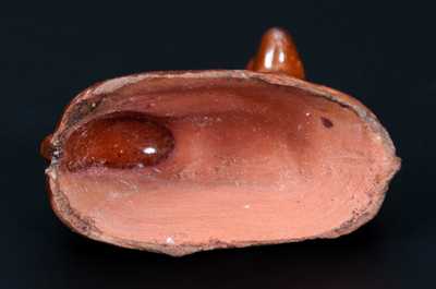 Very Unusual Small Molded Redware Deer w/ John Bell, Waynesboro, PA, Family History
