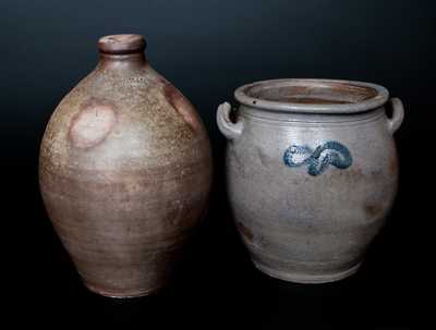 Lot of Two: STEDMAN / NEW HAVEN Stoneware Jug, Westerwald Stoneware Crock