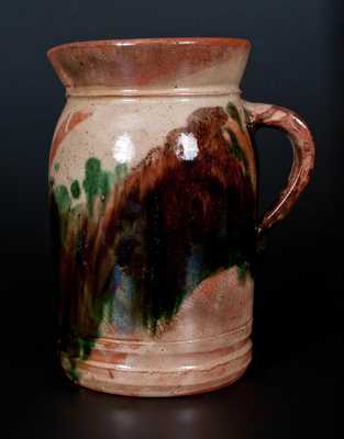 Multi-Glazed Redware Tankard Pitcher, Strasburg, VA, circa 1890