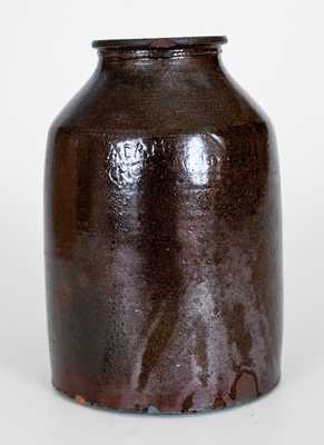 Redware Jar with Very Rare ADAM SCHOENEWALD Maker's Stamp