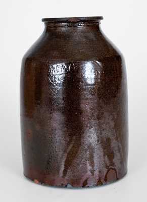 Redware Jar with Very Rare ADAM SCHOENEWALD Maker s Stamp