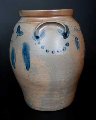 4 Gal. Stoneware Jar with Cobalt Vine Decoration, Mid-Atlantic Origin circa 1870