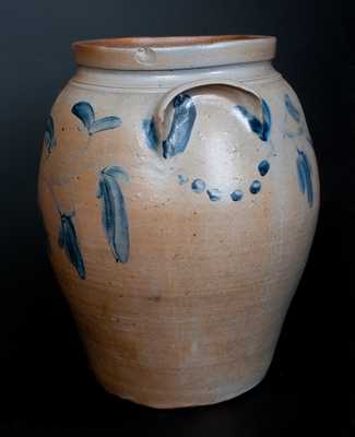 4 Gal. Stoneware Jar with Cobalt Vine Decoration, Mid-Atlantic Origin circa 1870