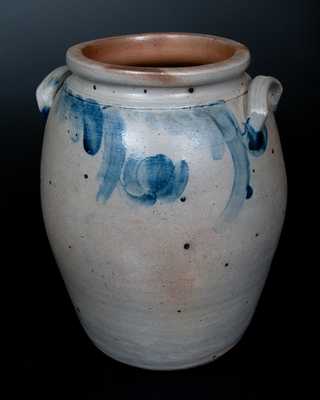 2 Gal. Stoneware Jar w/ Hanging Tulip Decoration, Southeastern PA origin