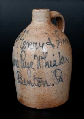 Benton, PA Stoneware Script Advertising Jug att. Pittston, PA