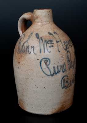 Benton, PA Stoneware Script Advertising Jug att. Pittston, PA