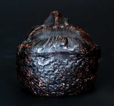 Unusual Cold-Painted Redware African American Face Bank