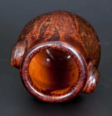Exceptional Great Road, TN or VA Miniature Handled Redware Jar