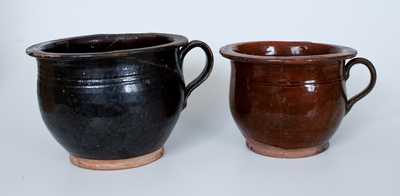 Lot of Two: Early Redware Chamberpots