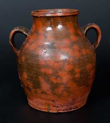 Open-Handled Redware Vase, probably New England, first half 19th century