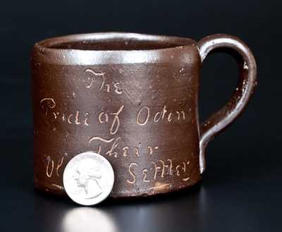 Fine Loogootee Pottery Indiana Toad Mug w/ Inscription Honoring Odin, IL Founder Thomas Deadmond