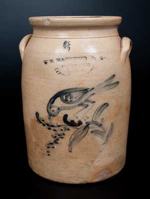 W. A. MACQUOID (New York City) 1 1/2 Gal. Stoneware Jar w/ Bird and Berries Design