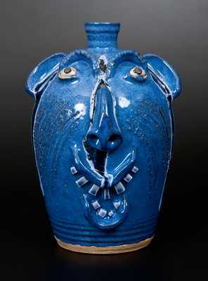 Charles Lisk Blue Stoneware Face Jug