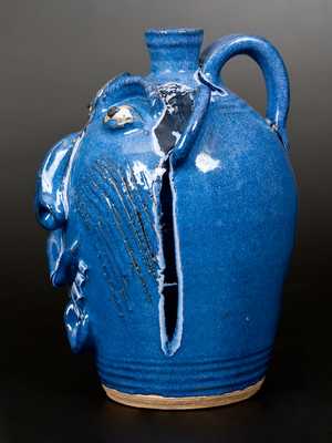 Charles Lisk Blue Stoneware Face Jug