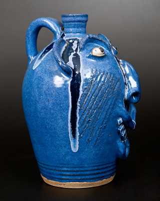 Charles Lisk Blue Stoneware Face Jug