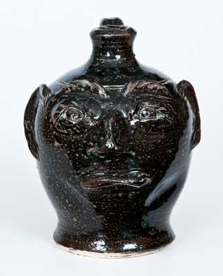 Bobby Ferguson Stoneware Green-Glazed Pedestal Face Jug