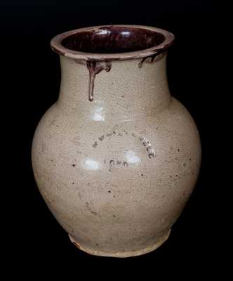 Extremely Rare Redware Vase Stamped W. BURCHNELL / LONDON, Ohio origin, Morgantown, WV school