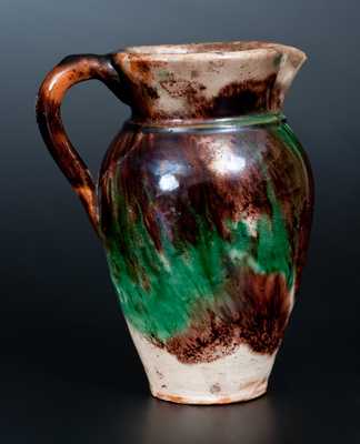 Very Rare Multi-Glazed Redware Pitcher Incised 