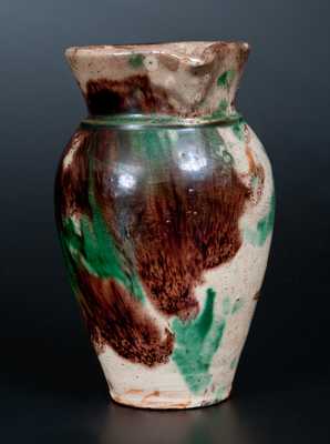 Very Rare Multi-Glazed Redware Pitcher Incised 