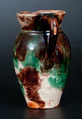 Very Rare Multi-Glazed Redware Pitcher Incised 