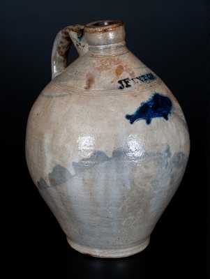 Extremely Rare J FENTON (Dorset, VT c1805) Stoneware Jug w/ Impressed Fish Decoration