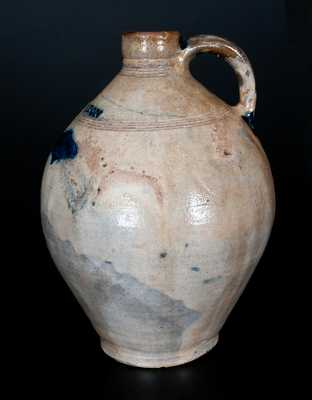 Extremely Rare J FENTON (Dorset, VT c1805) Stoneware Jug w/ Impressed Fish Decoration