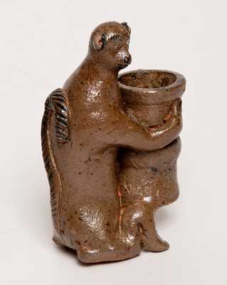 Stoneware Figure of a Monkey Holding a Flowerpot, probably Southern, possibly Decker (Tennessee)