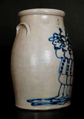 Exceptional Stoneware Churn w/ Detailed Decoration of Four Civil War Soldiers