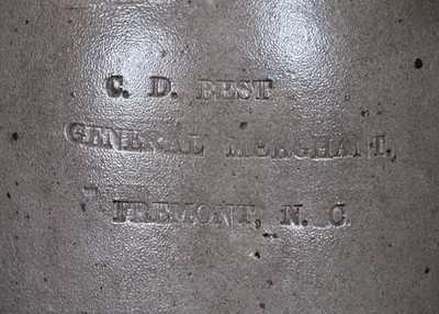 Very Rare FREMONT, NC Stoneware Advertising Jar, Baltimore, circa 1880