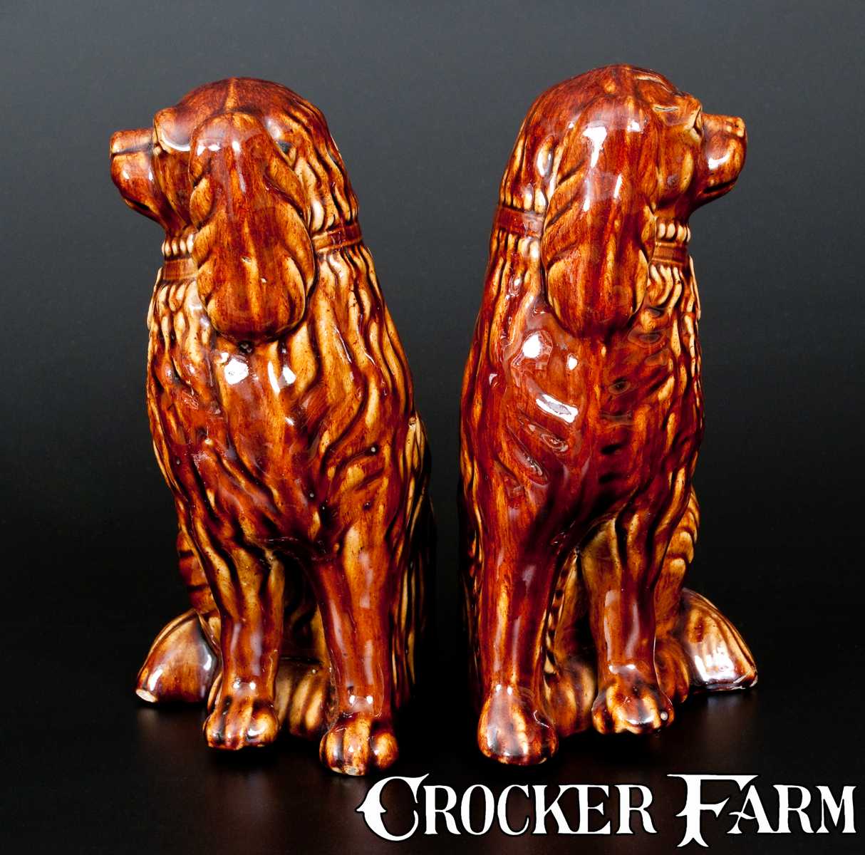 Spaniel Rockingham Extremely Rare W. H. FARRAR, Geddes, NY Rockingham Seated Spaniels ...