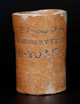 Extremely Rare Thomas Commeraw, New York Stoneware Oyster Jar w/ Cobalt-Highlighted Advertising