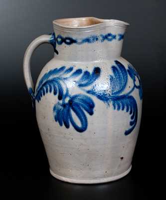 Fine Baltimore Stoneware Pitcher w/ Cobalt Floral Decoration, circa 1840