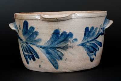 H. MYERS (Baltimore) Stoneware Milkpan w/ Cobalt Decoration